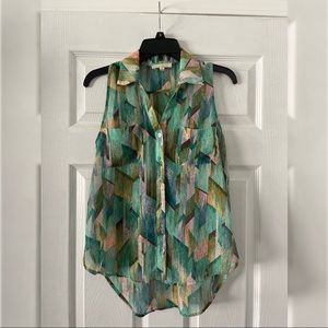 Sleeveless Button Down Blouse